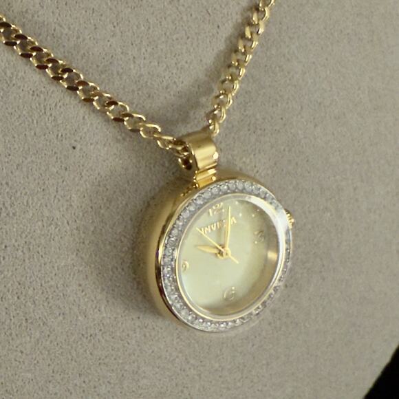 Invicta Mini 22.5mm Angel Women’s Watch Necklace Mother Of Pearl Dial $199 MSRP - Picture 4 of 14